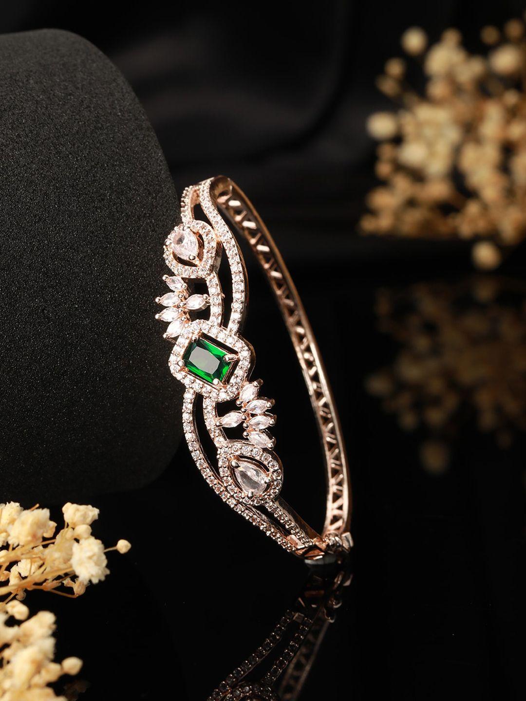 jazz and sizzle gold-plated brass american diamond rose bangle-style bracelet