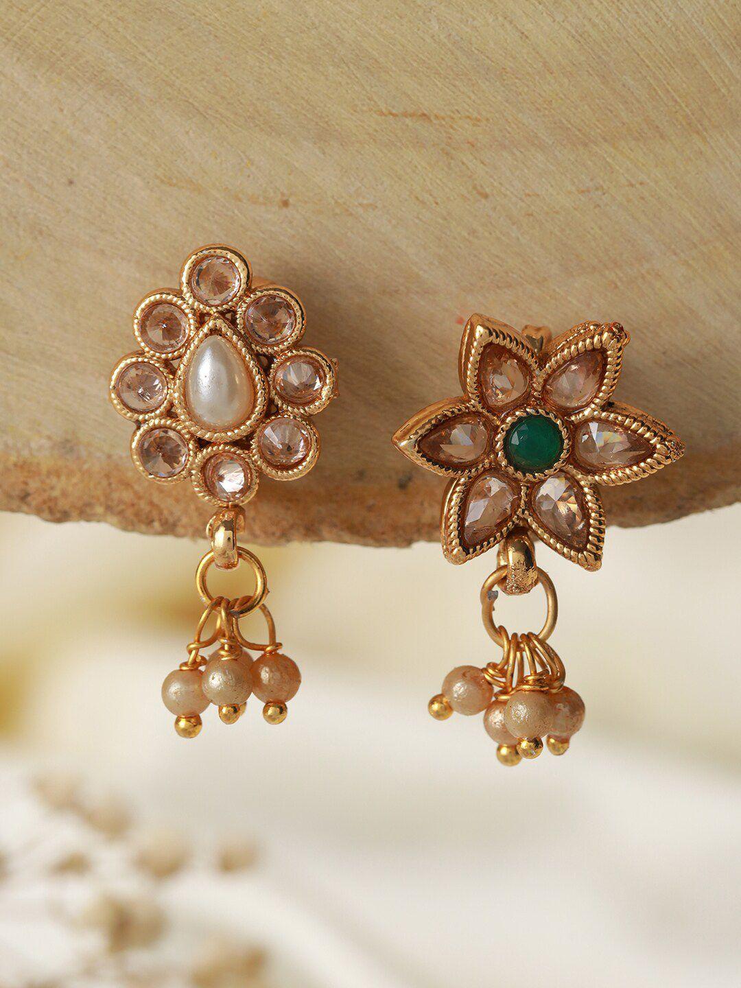 jazz and sizzle gold-plated kundan-studded clip-on nose pin