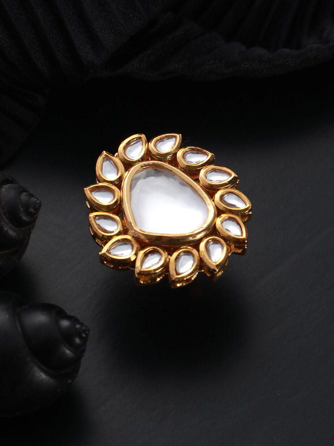 jazz and sizzle gold-plated kundan-studded finger ring