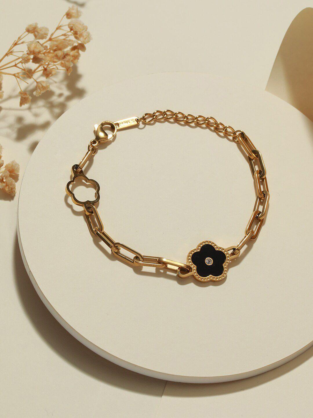jazz and sizzle gold-plated stone-studded link bracelet