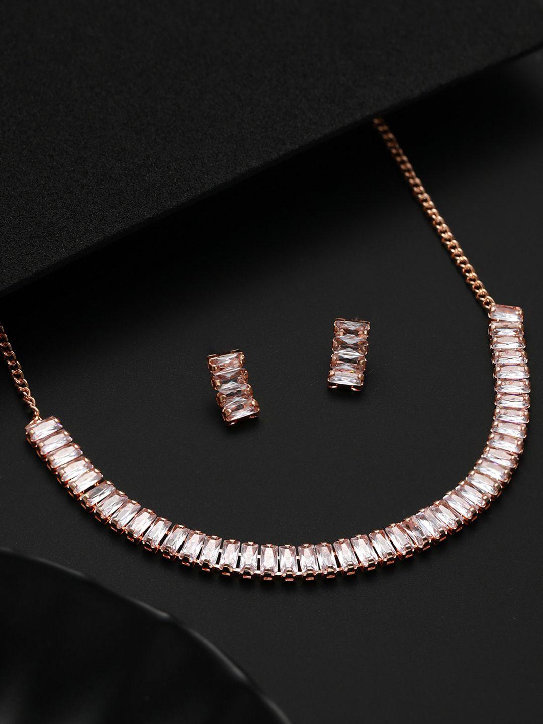 jazz and sizzle rose gold-plated ad studded jewellery set