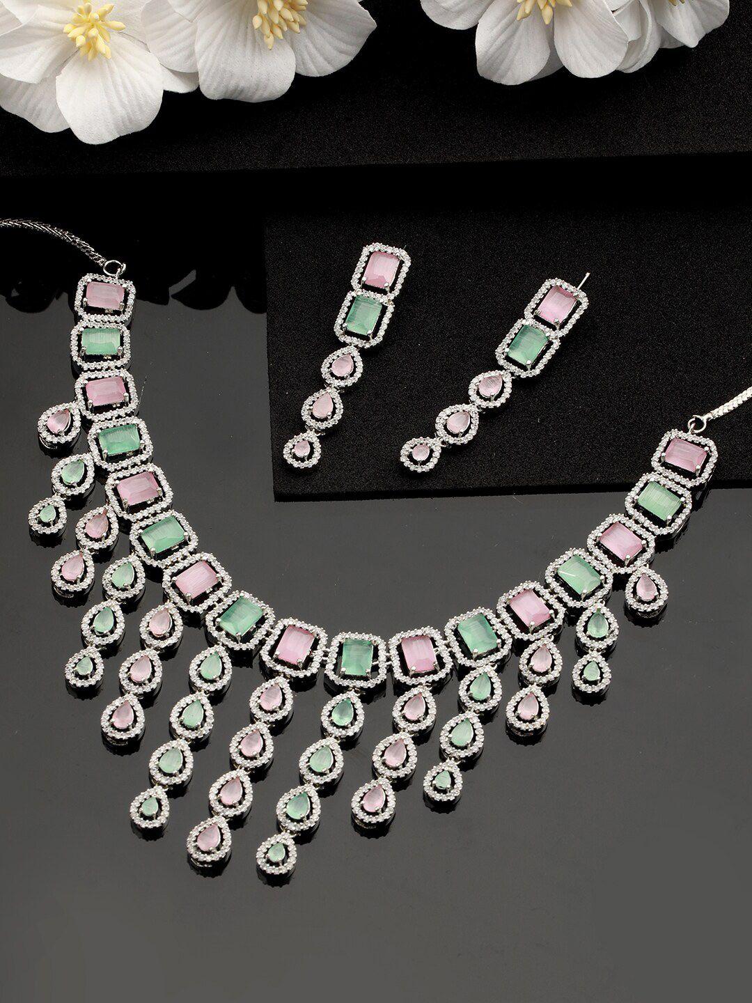 jazz and sizzle silver-plated ad studded jewellery set