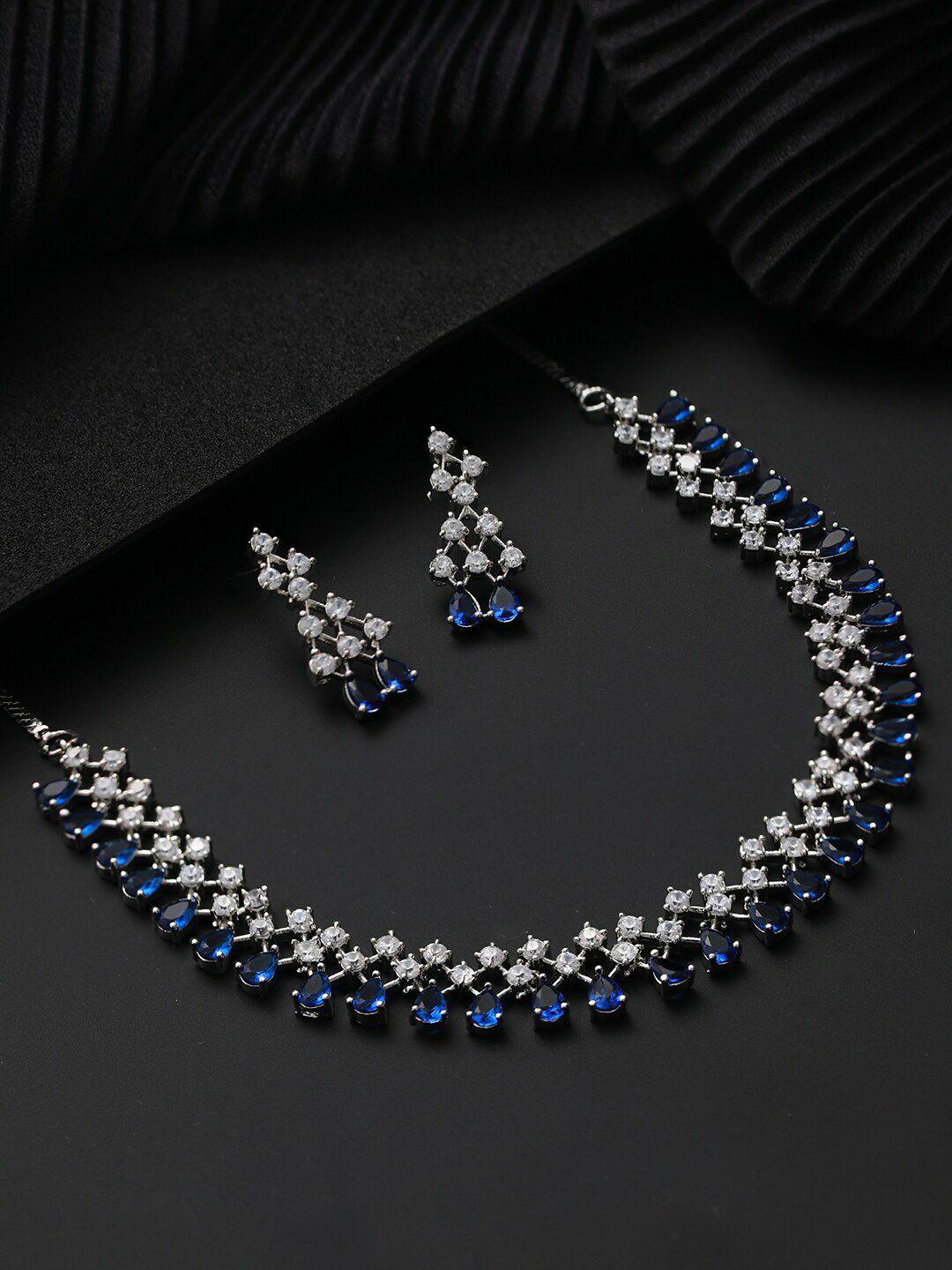 jazz and sizzle silver-plated ad-studded & beaded jewellery set