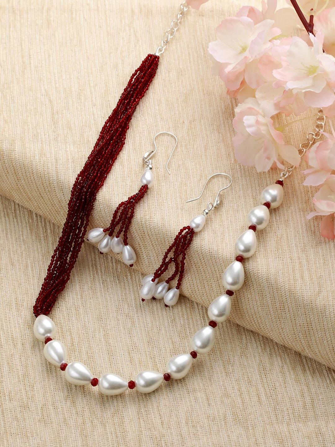 jazz and sizzle silver-plated beaded necklace and earrings