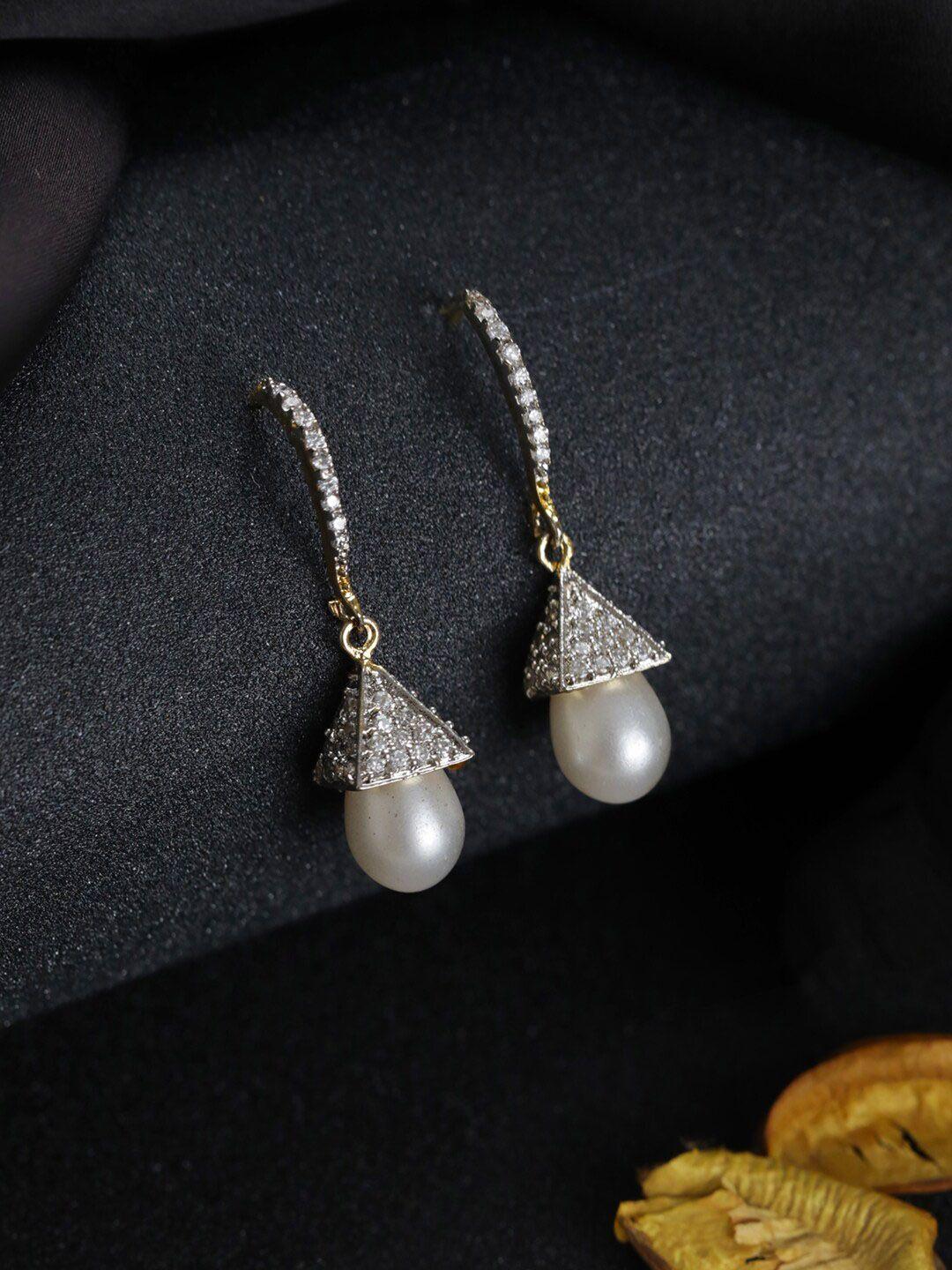 jazz and sizzle brass-plated teardrop shaped drop earrings