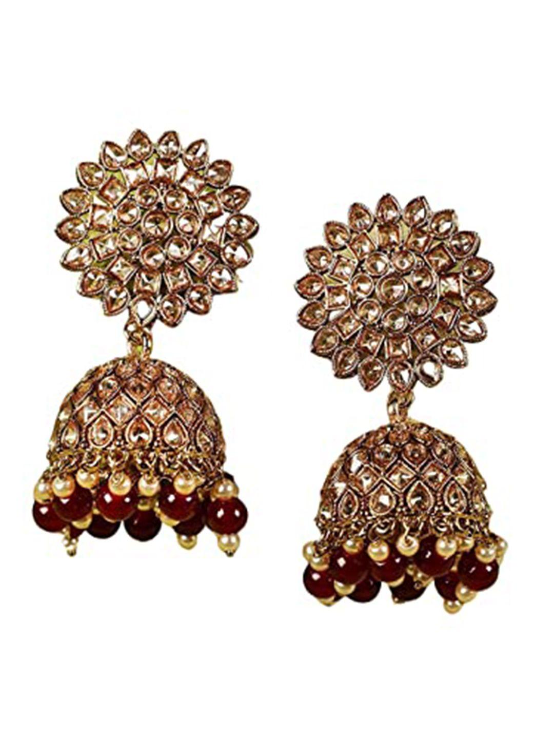 jazz and sizzle gold-plated dome shaped jhumkas
