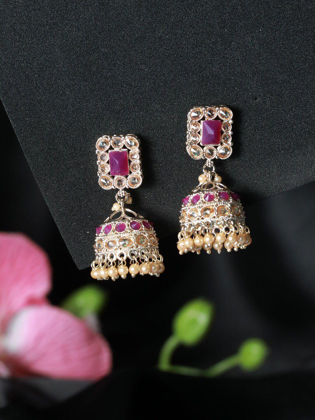 jazz and sizzle gold-plated handcrafted square shaped jhumkas earrings