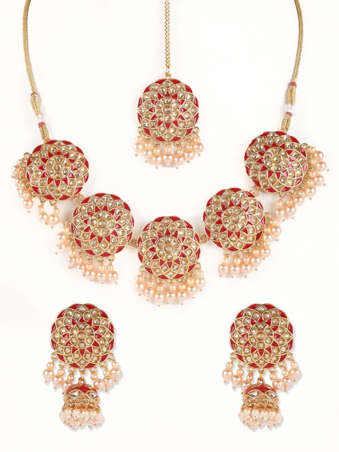 jazz and sizzle gold-plated kundan-studded & beaded jewellery set