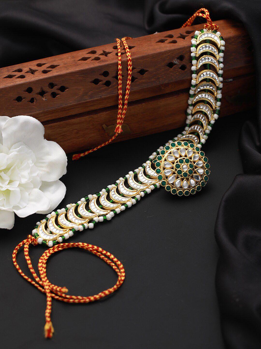 jazz and sizzle gold-plated stone-studded & pearl beaded sheesh phool