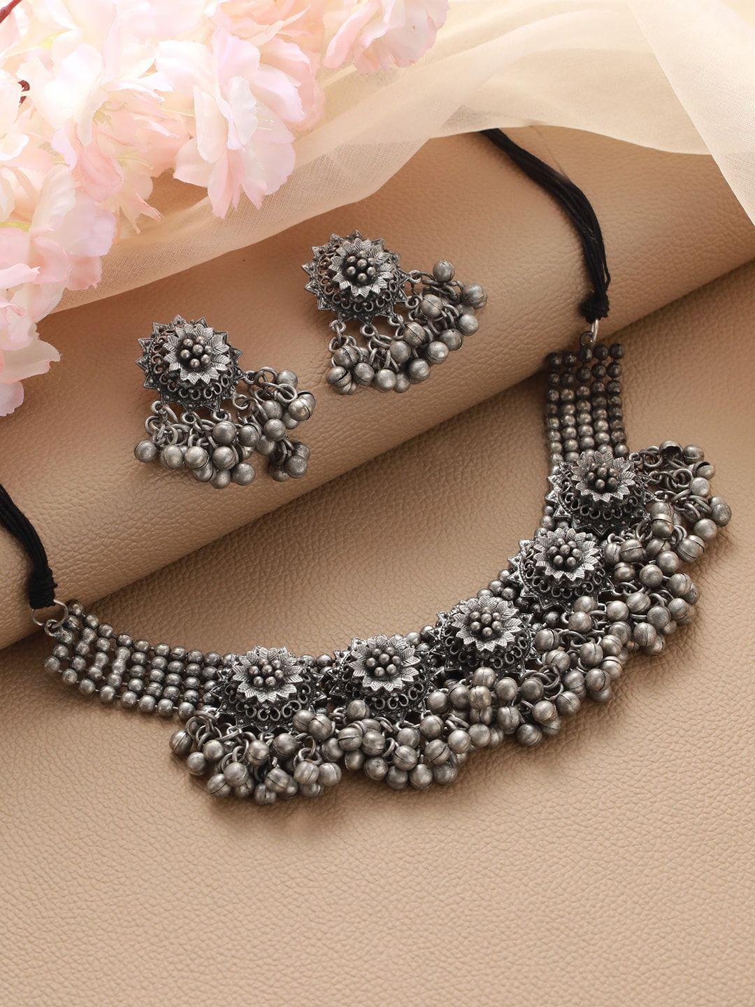 jazz and sizzle oxidised silver-plated & beaded jewellery set