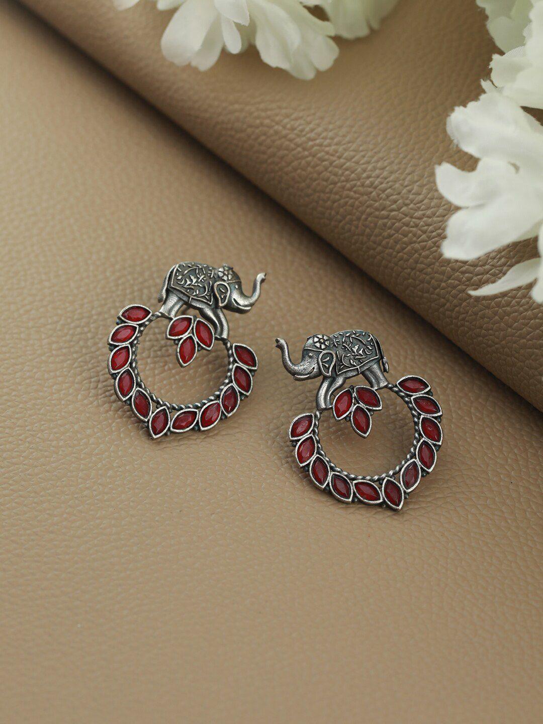 jazz and sizzle red crescent shaped studs earrings