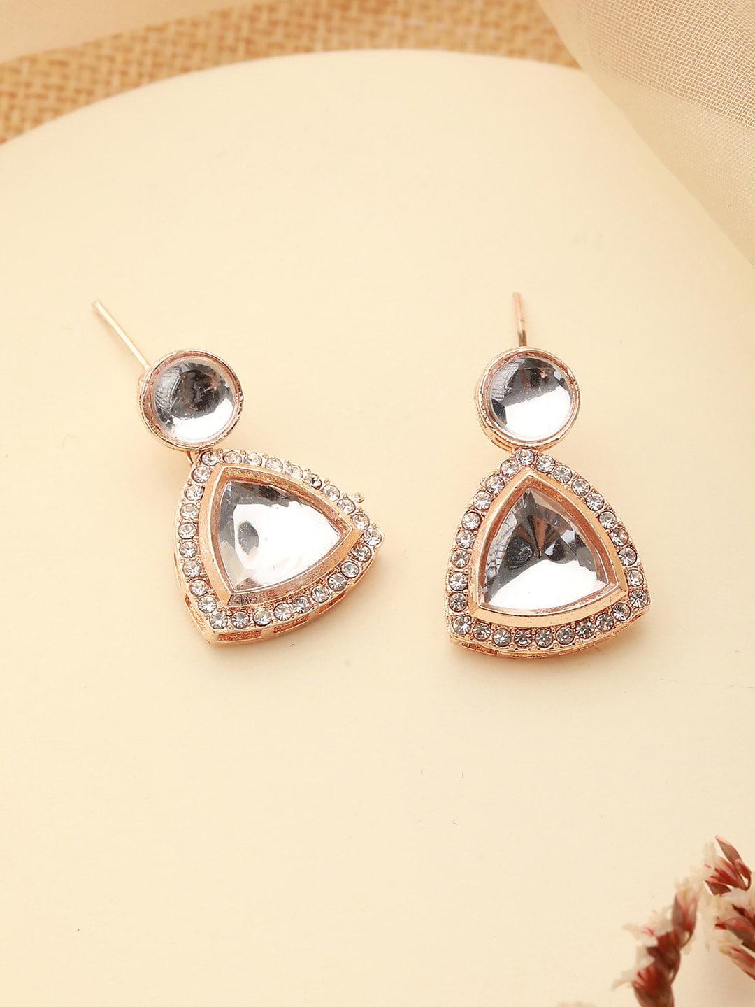 jazz and sizzle rose gold plated geometric drop earrings