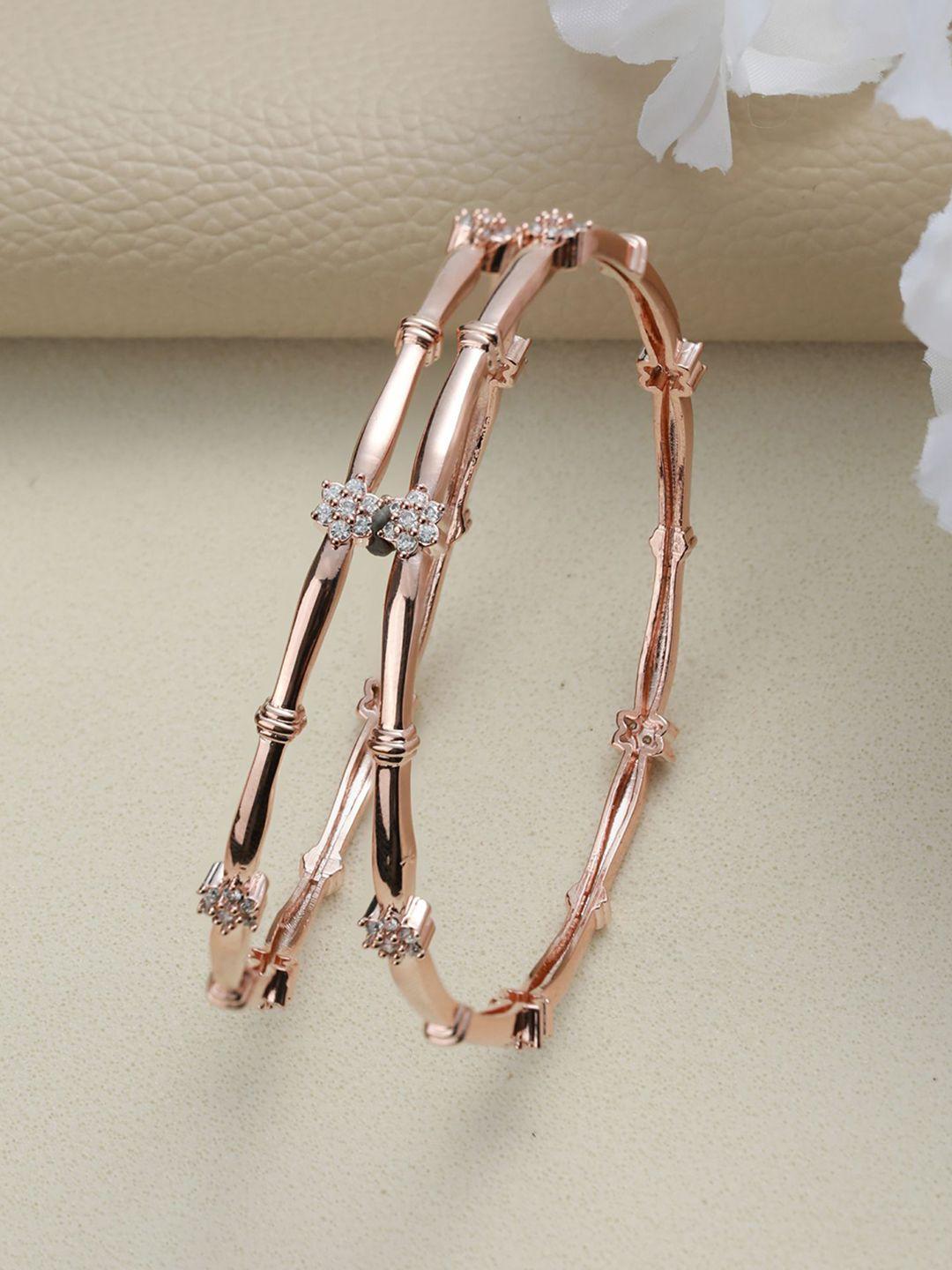 jazz and sizzle set of 2 rose gold-plated ad studded bangle