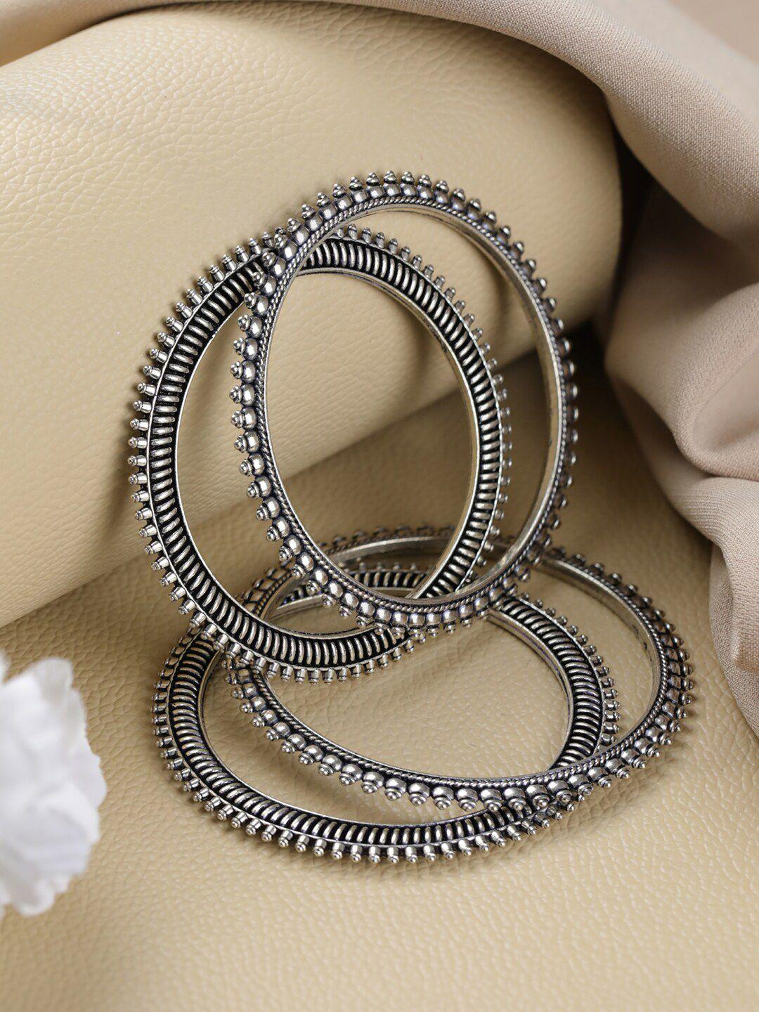 jazz and sizzle set of 4 silver plated oxidised bangles