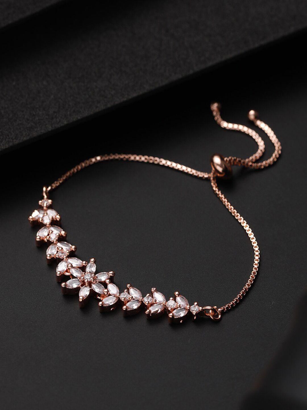 jazz and sizzle women american diamond rose gold-plated link bracelet
