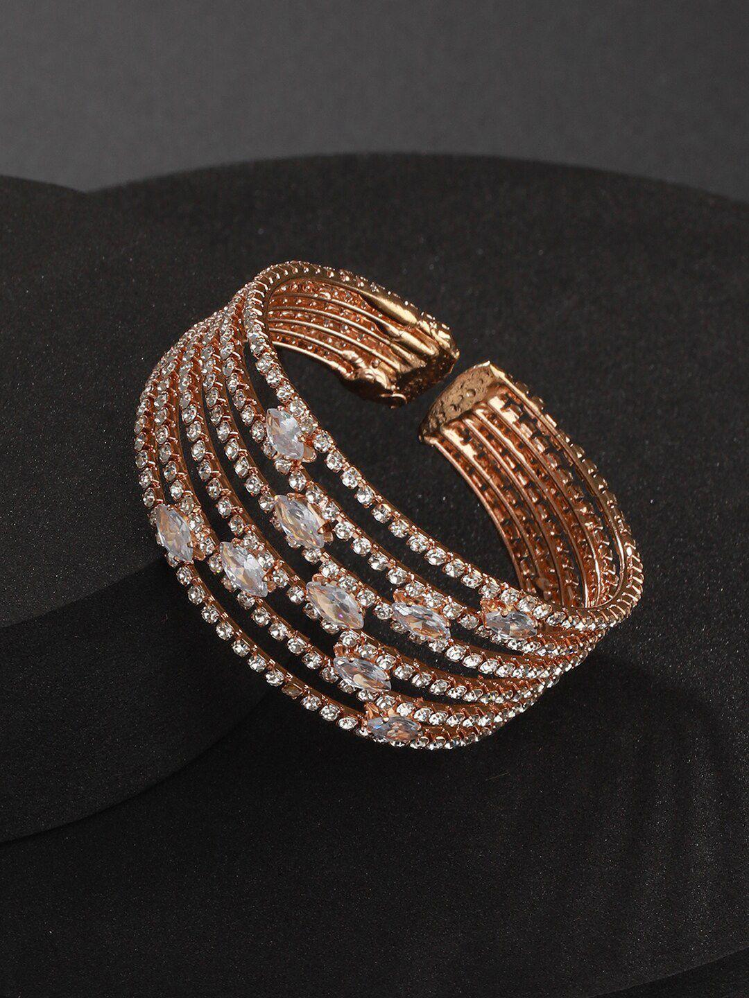 jazz and sizzle women crystals rose gold-plated kada bracelet