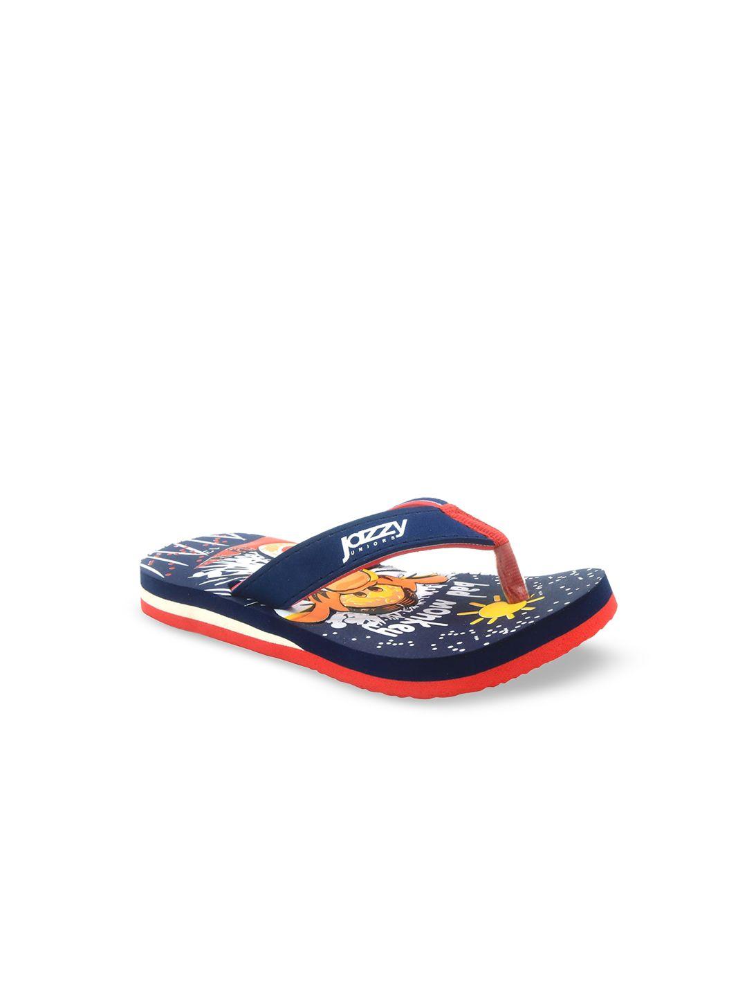 jazzy juniors boys navy blue & red printed thong flip-flops