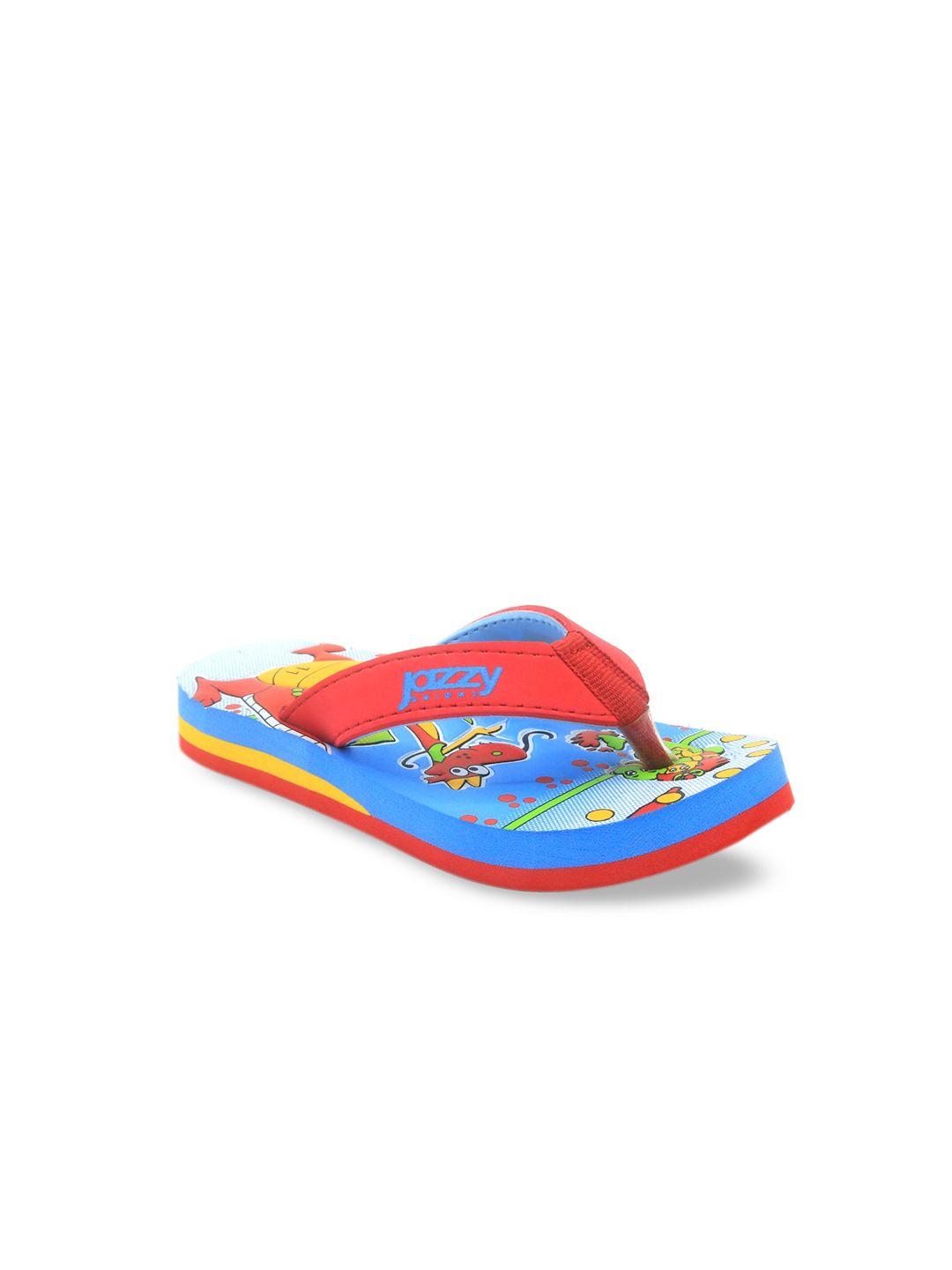 jazzy juniors boys red & blue printed thong flip-flops