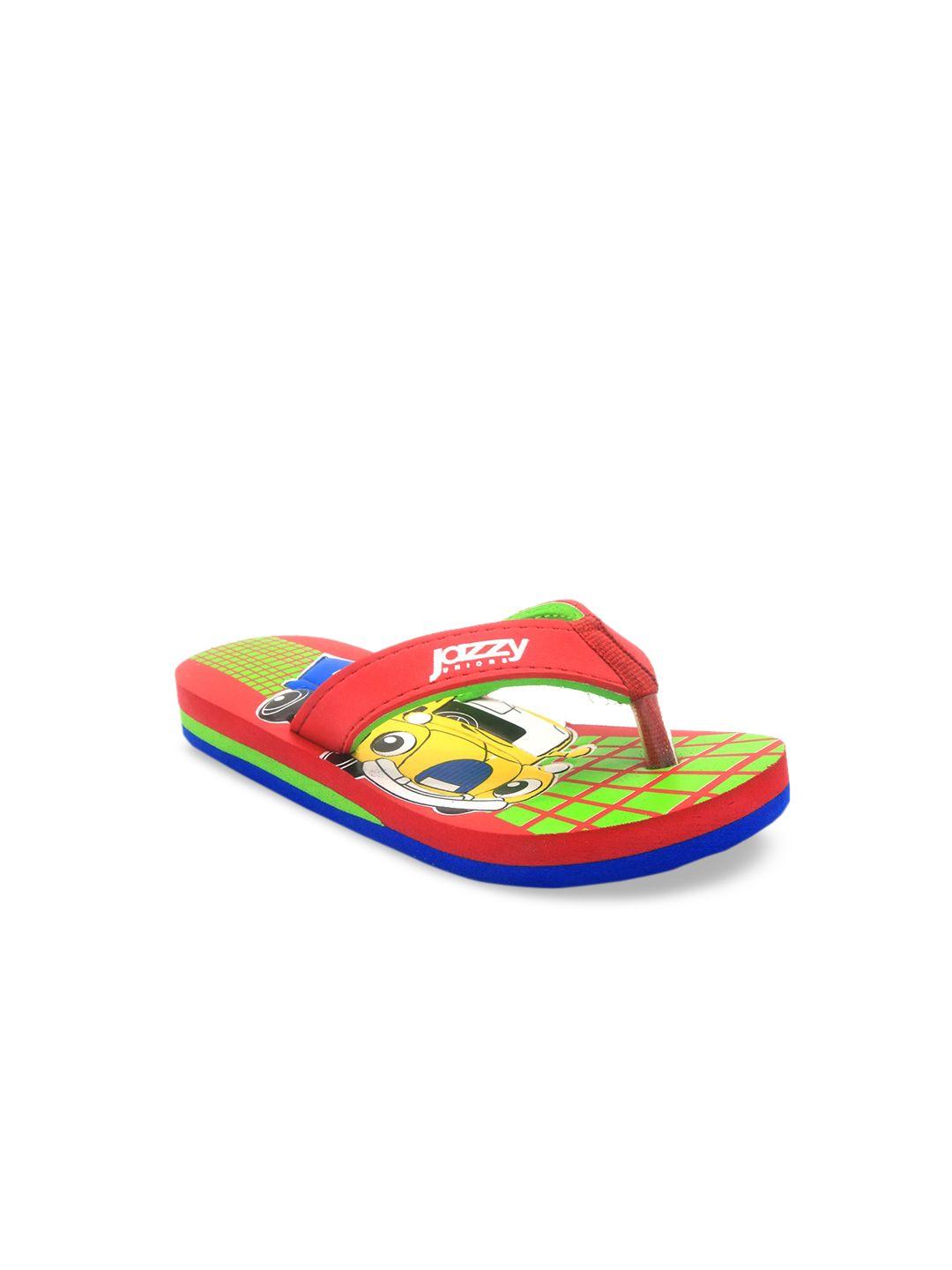 jazzy juniors boys red & green printed thong flip-flops