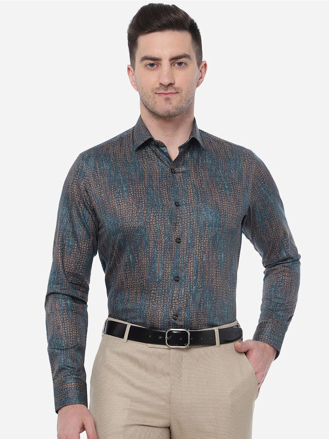 jb studio men slim fit abstract printed formal shirt
