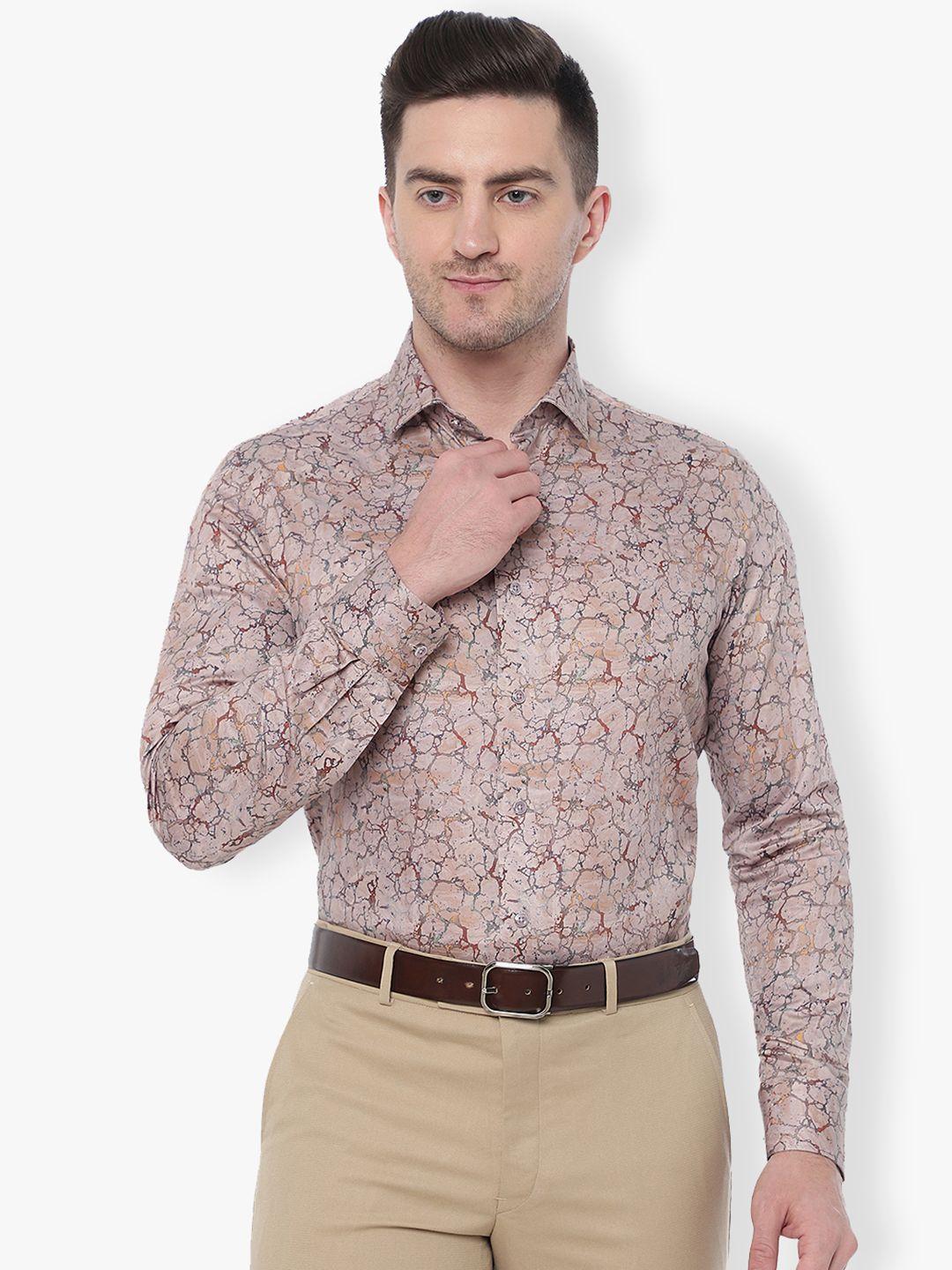 jb studio men slim fit printed cotton formal shirt