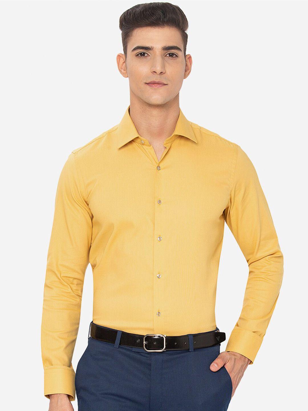 jb studio men yellow slim fit casual cotton shirt