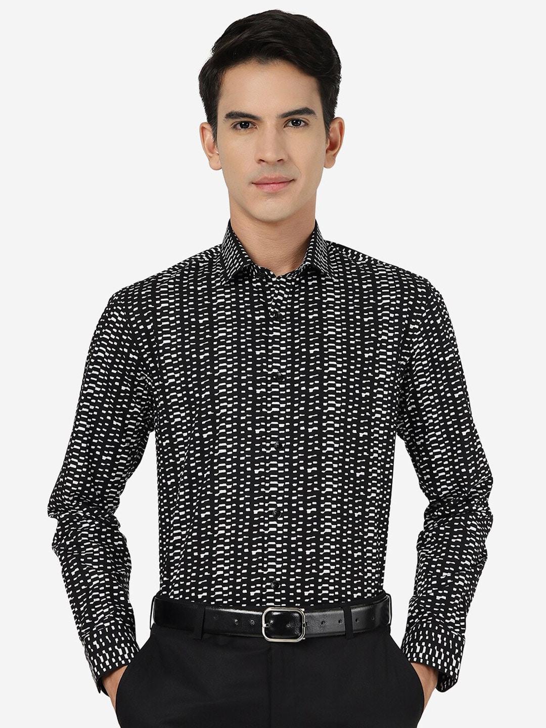 jb studio slim fit abstract printed pure cotton party shirt