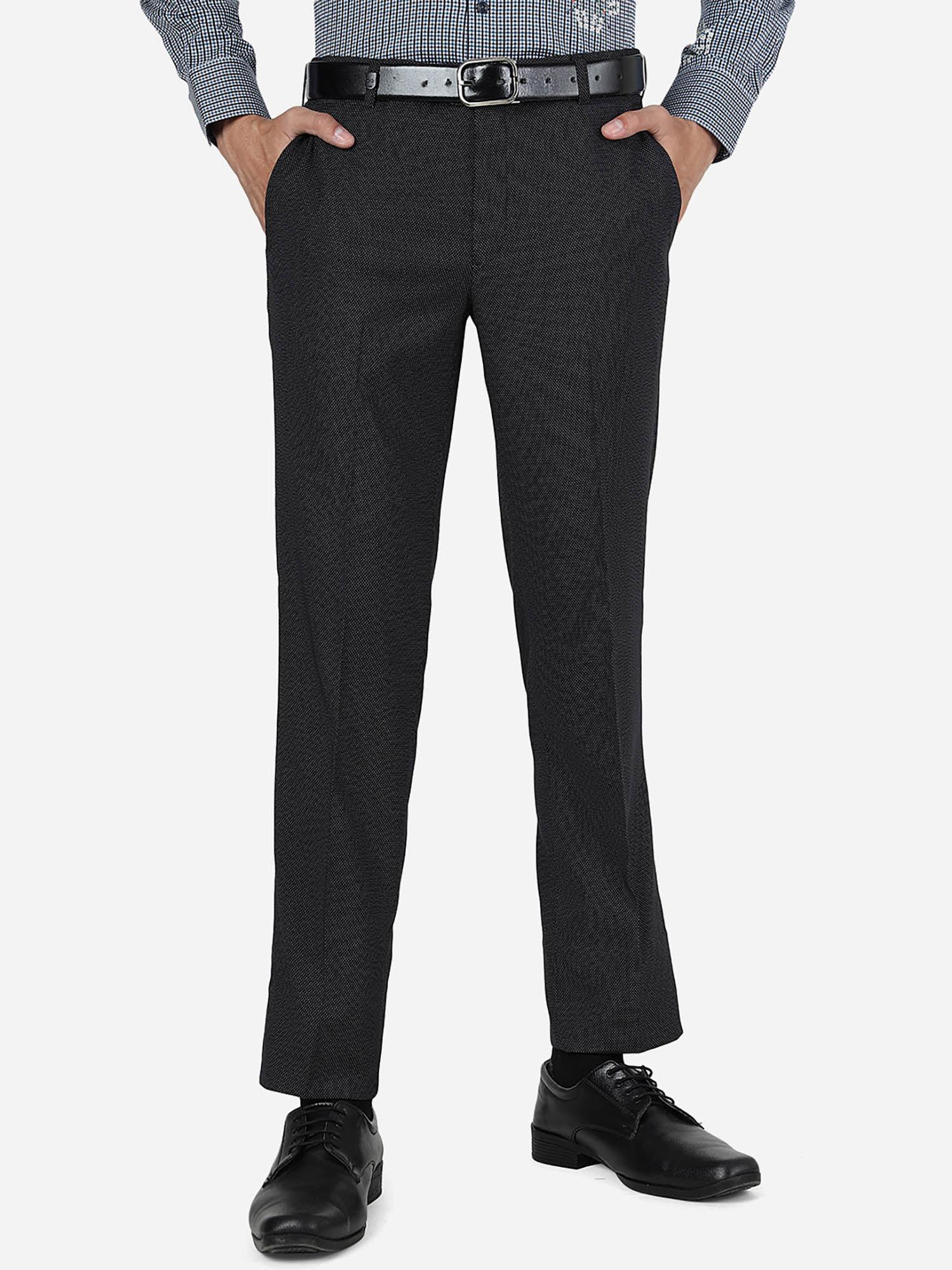 jb black terry rayon slim fit solid formal trouser