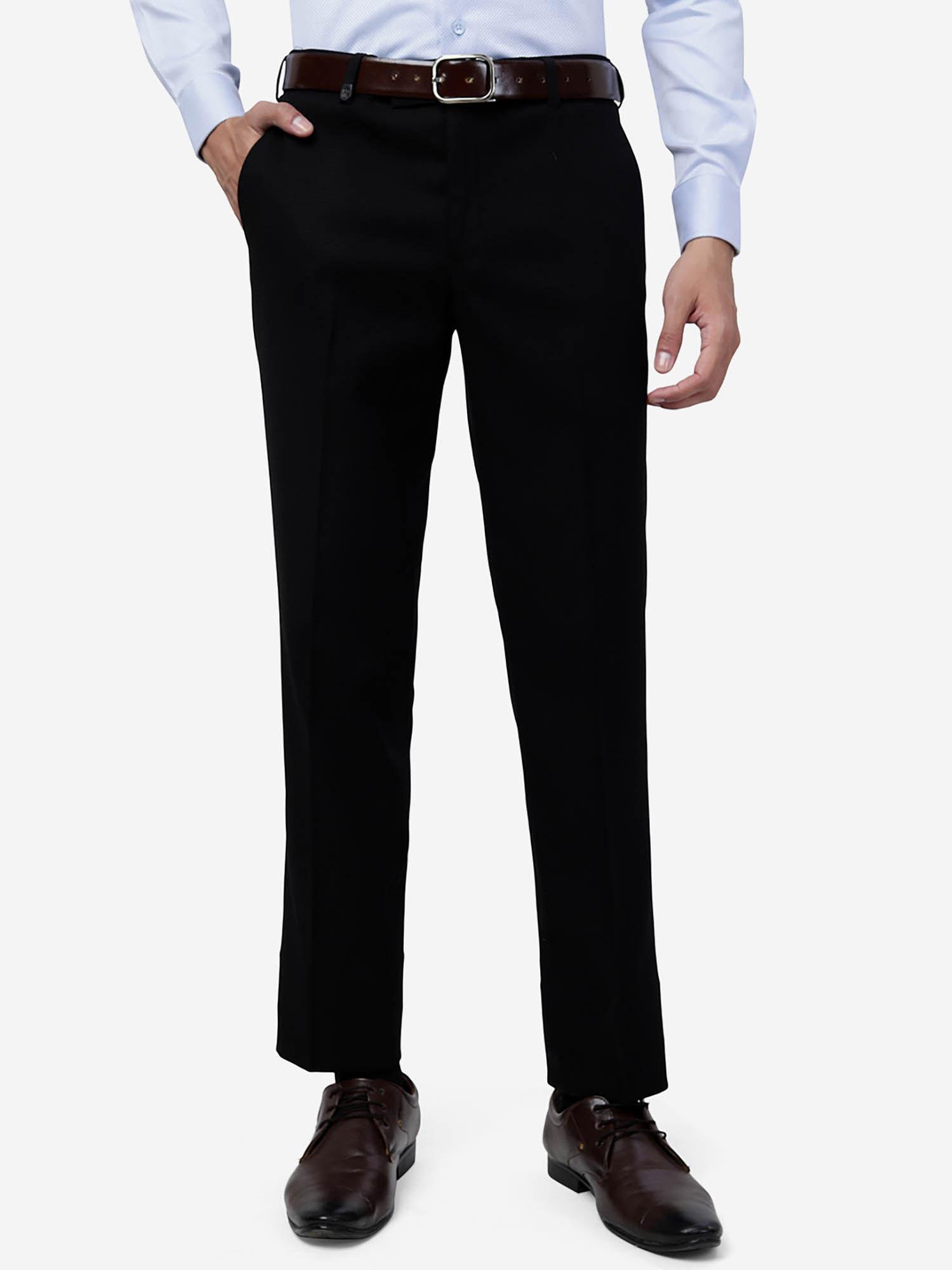 jb black terry rayon slim fit solid formal trouser