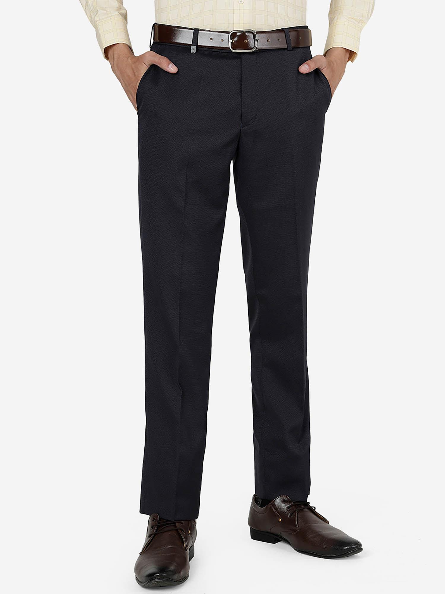 jb brown slim fit terry rayon solid formal trouser