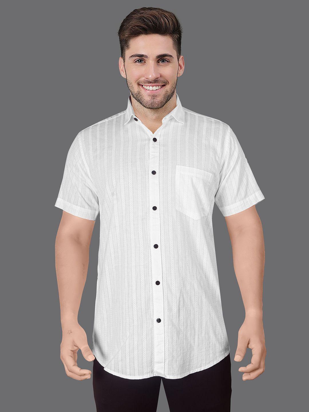jb just black premium slim fit striped spread collar short sleeves cotton casual shirt