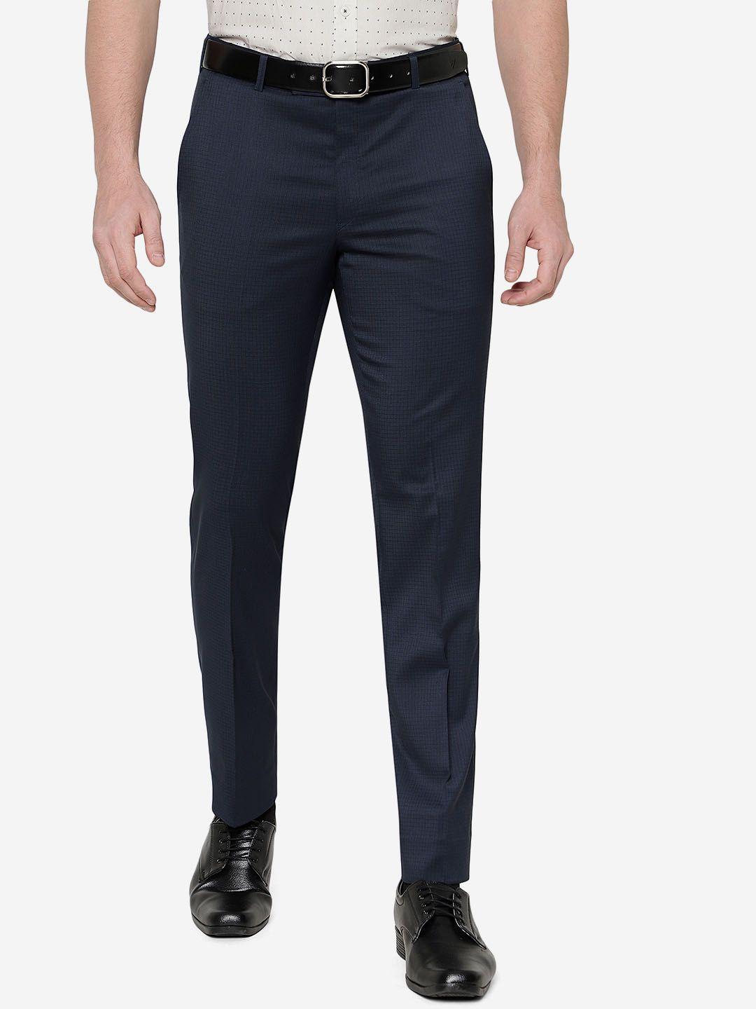 jb studio men checked slim fit formal trouser