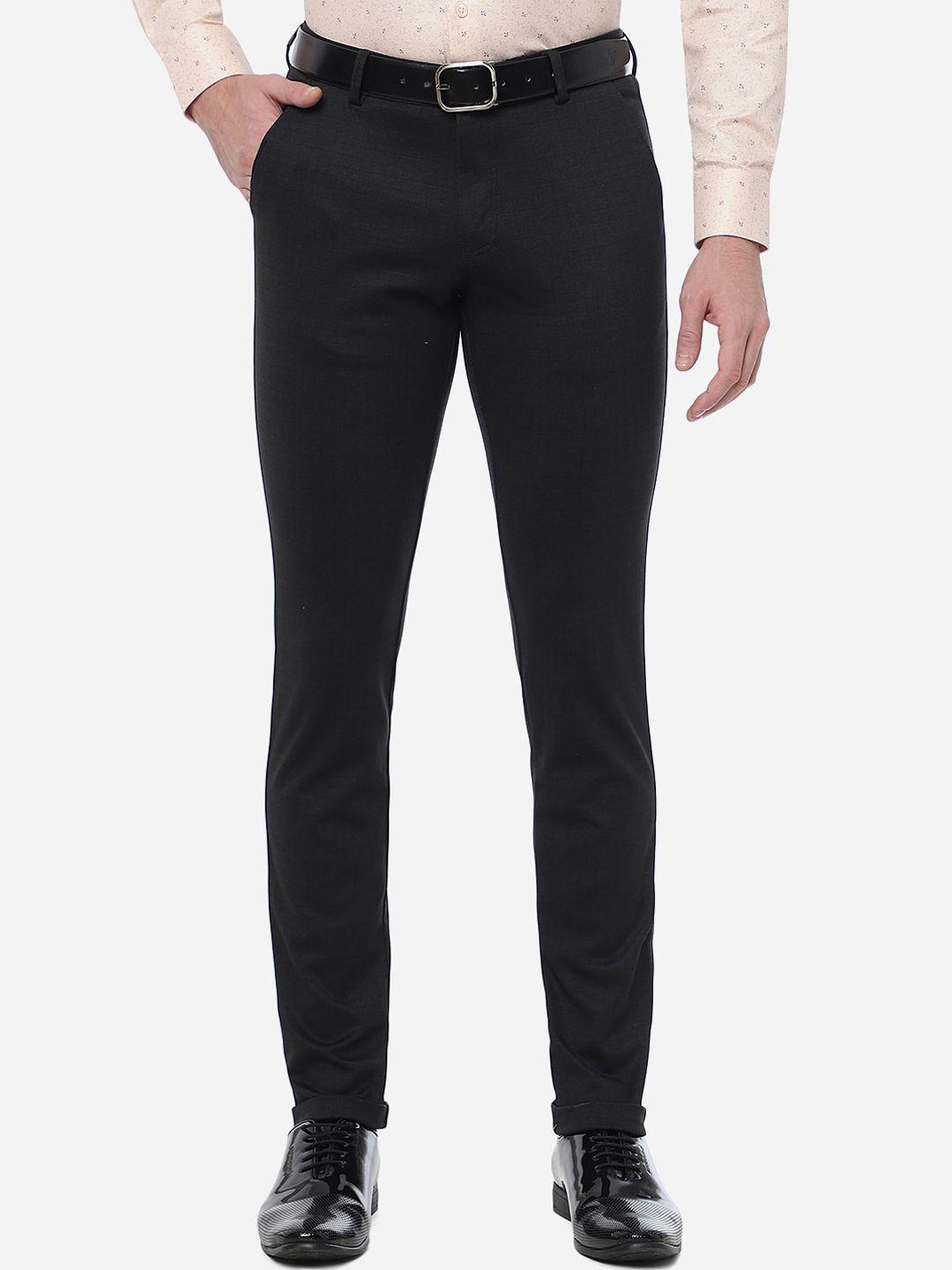 jb studio men cotton mid-rise slim fit formal trousers