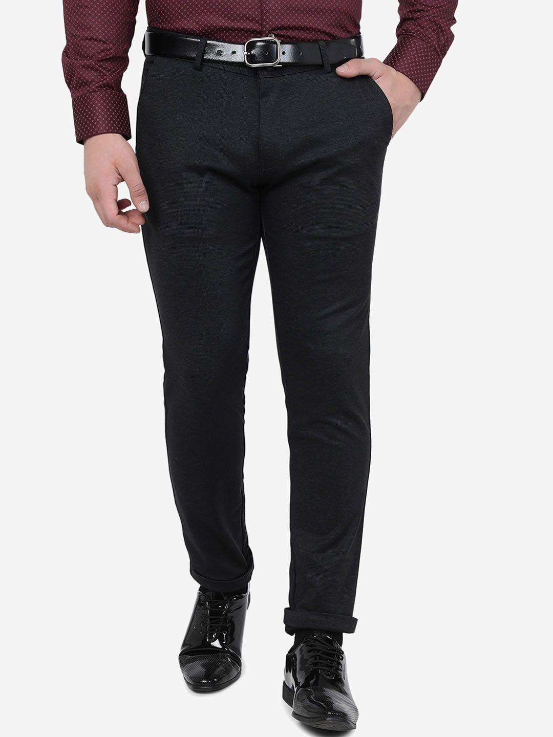 jb studio men mid-rise slim fit formal trousers