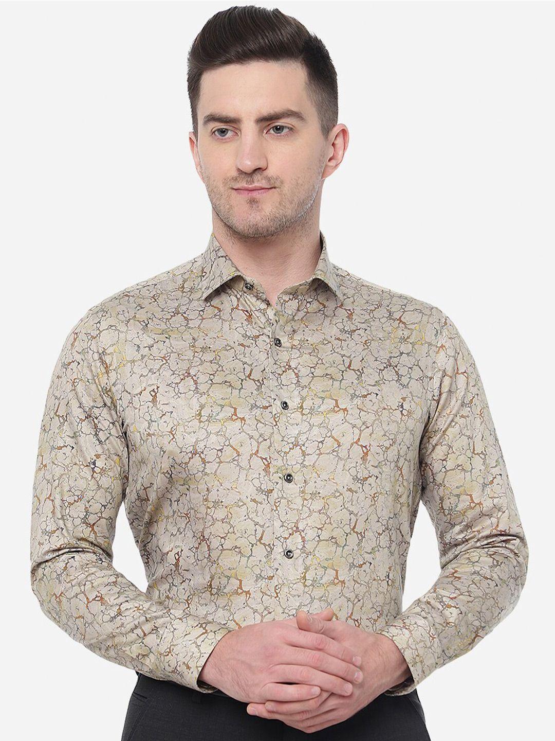 jb studio men slim fit abstract printed formal shirt