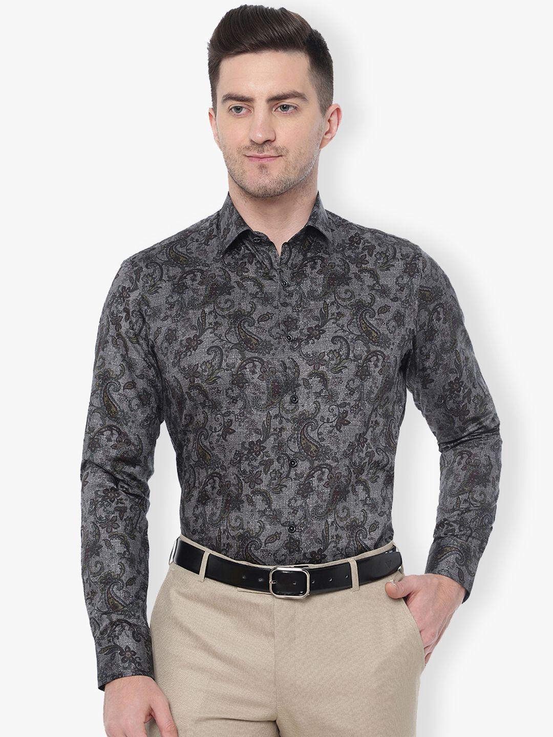 jb studio men slim fit printed cotton formal shirt