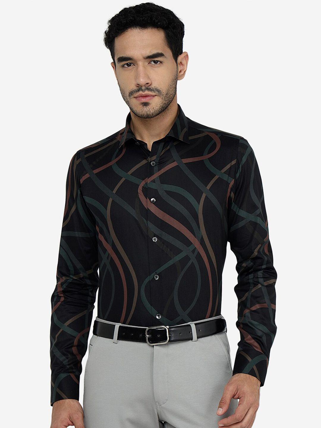 jb studio slim fit abstract printed cotton casual shirt