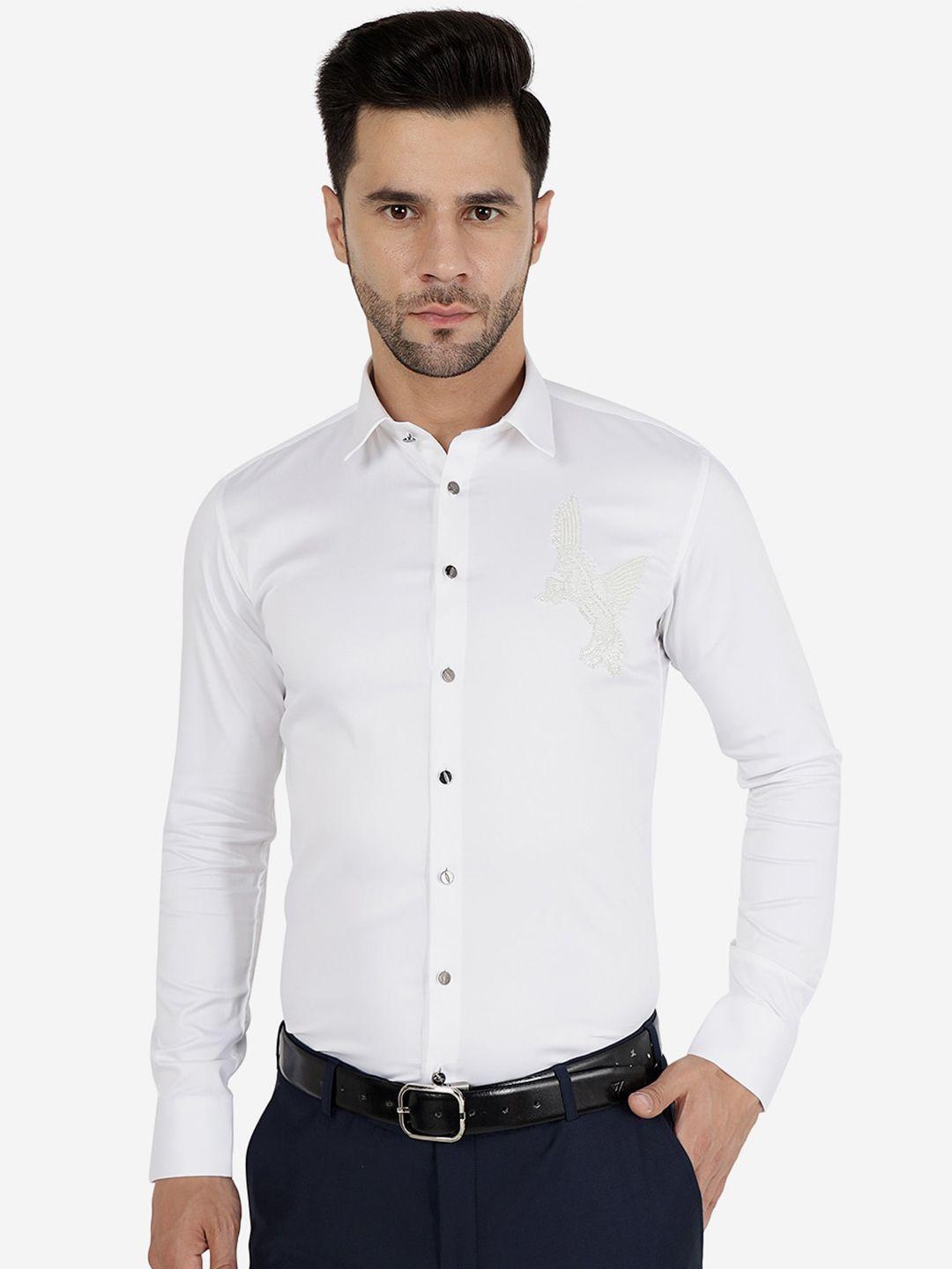 jb studio slim fit embellished cotton party shirt