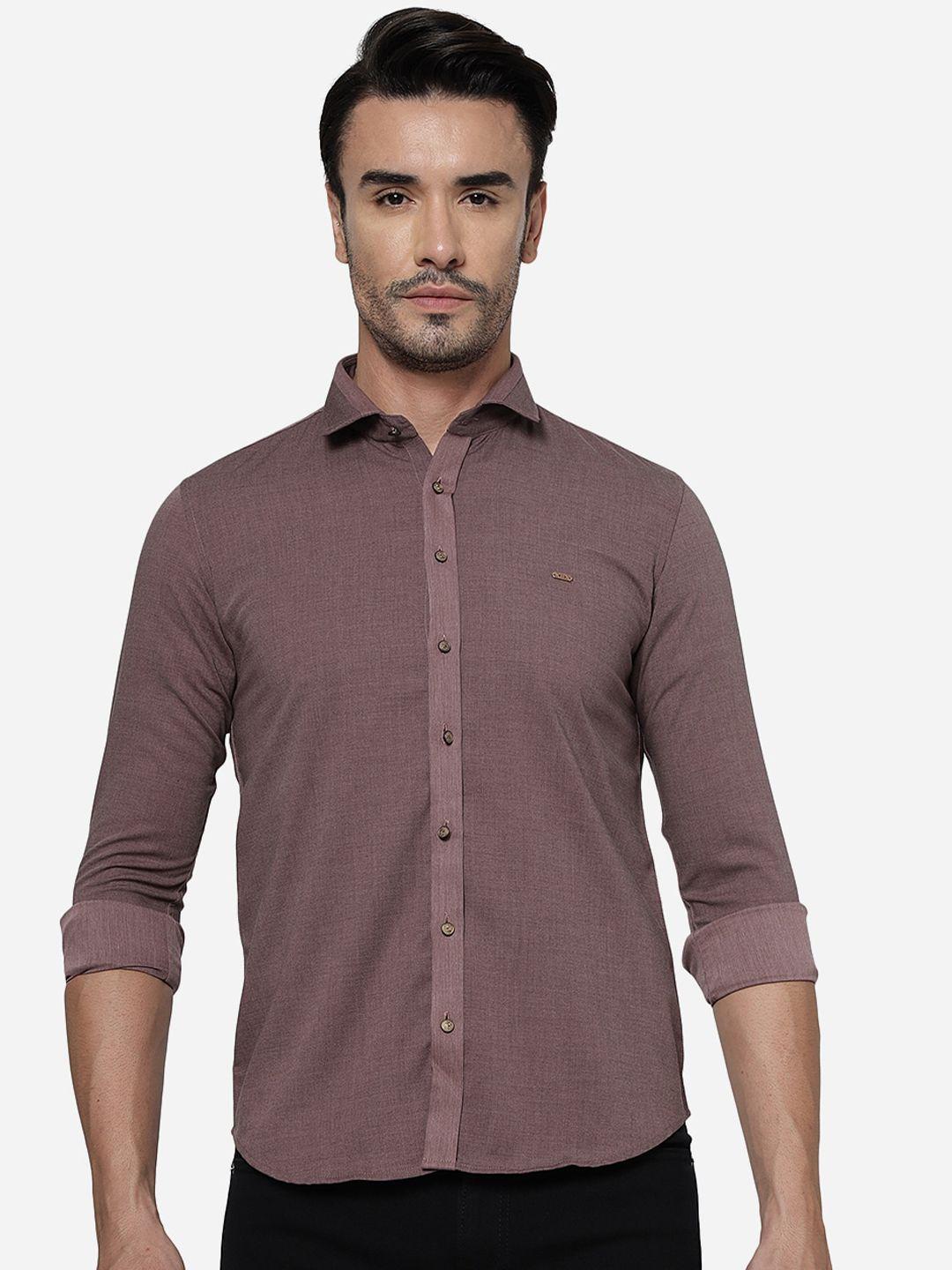 jb studio slim fit spread collar textured pure cotton shirt