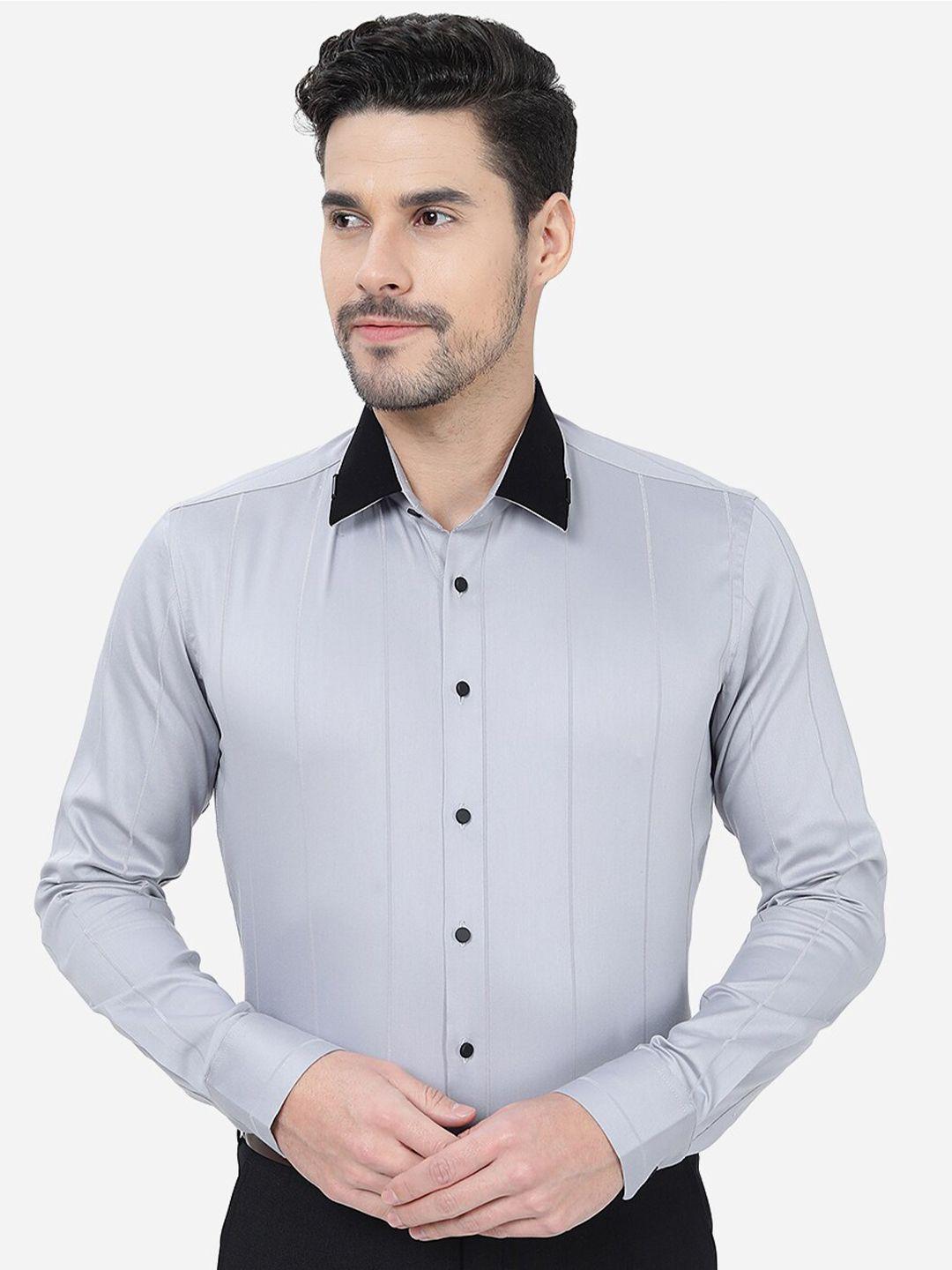 jb studio slim fit vertical stripes striped cotton formal shirt