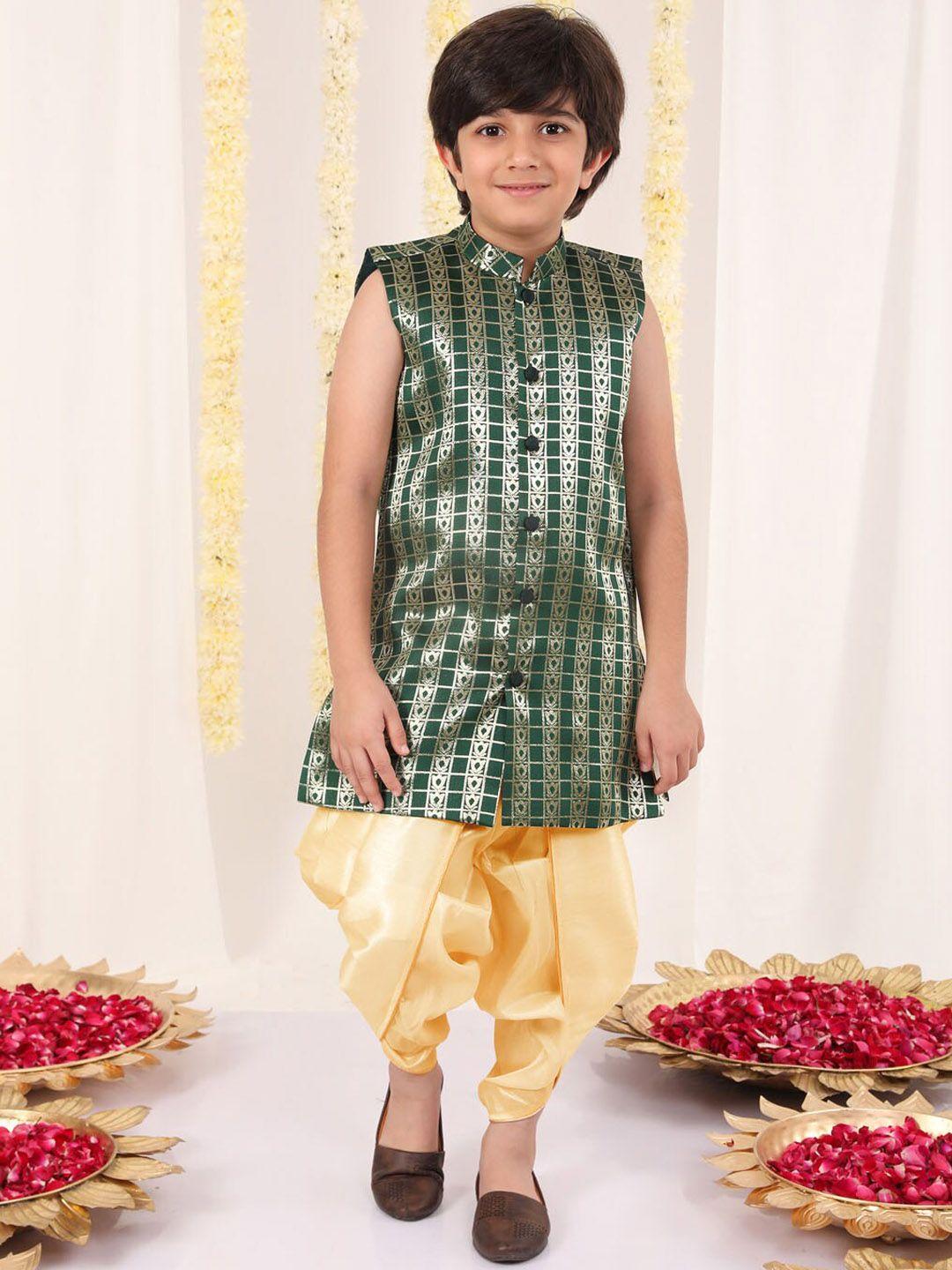jbn creation boys ethic motifs woven design jacquard straight kurta with dhoti pant