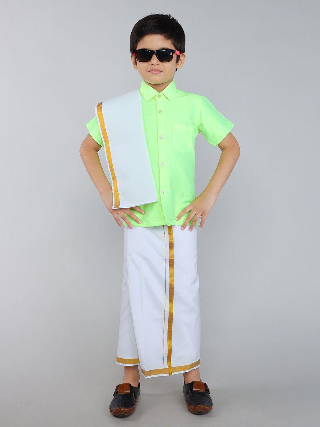 jbn creation boys fluorescent green & white shirt