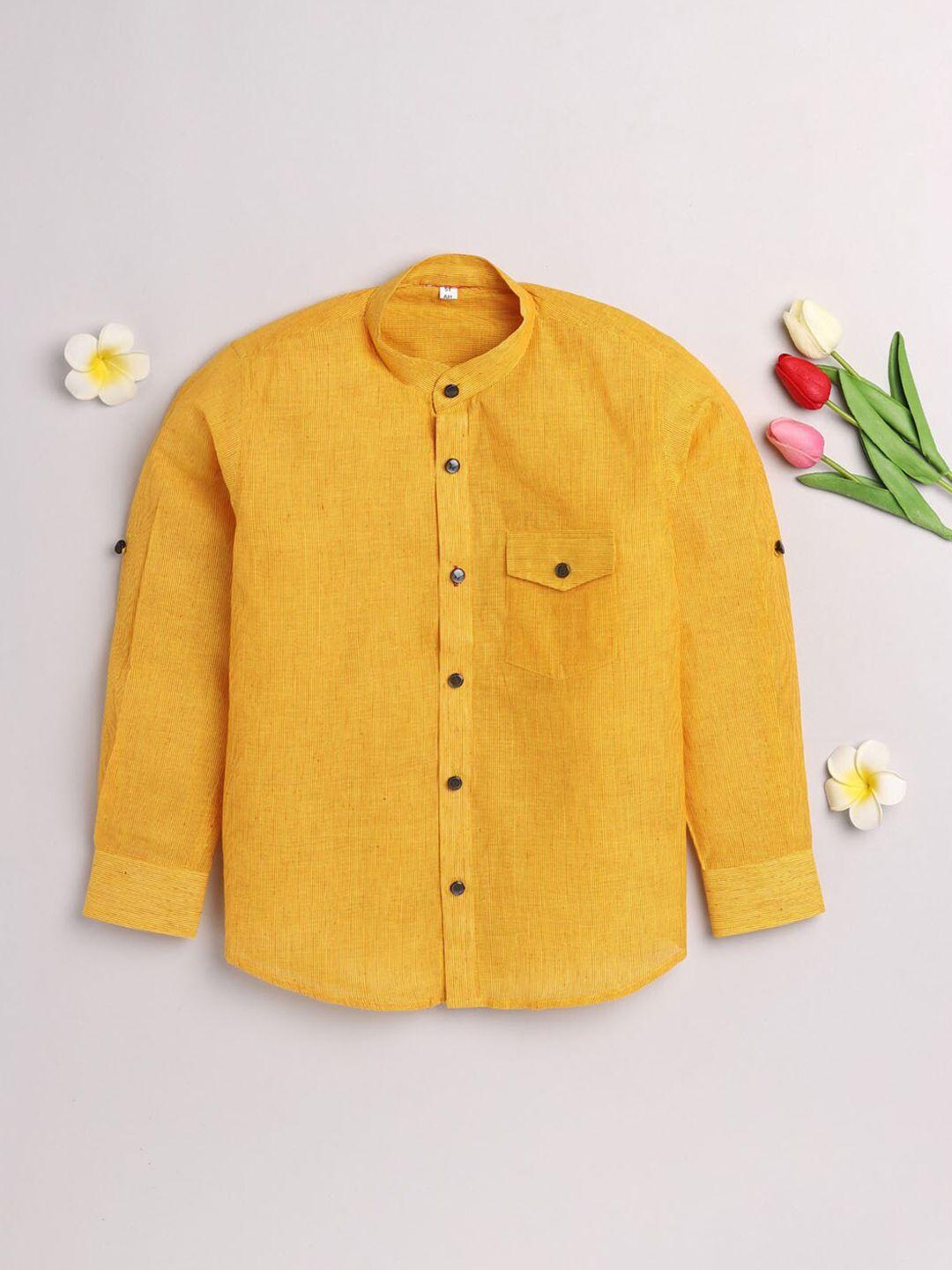 jbn creation boys mustard yellow classic cotton shirt