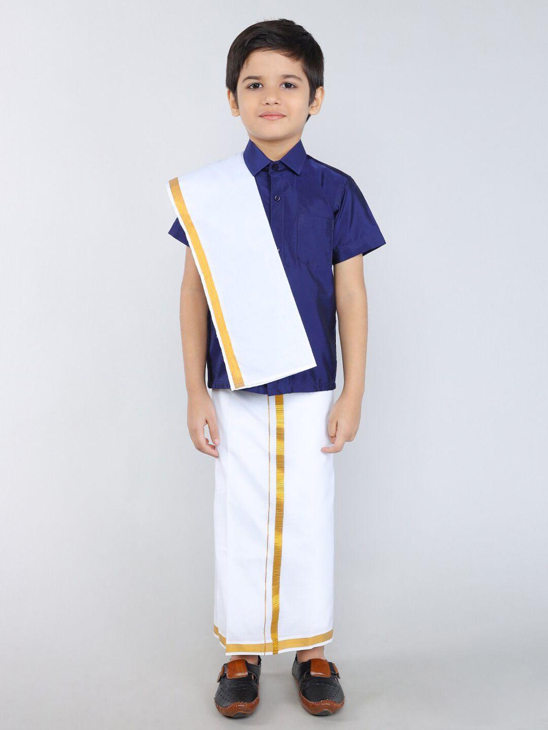 jbn creation boys navy blue & white shirt