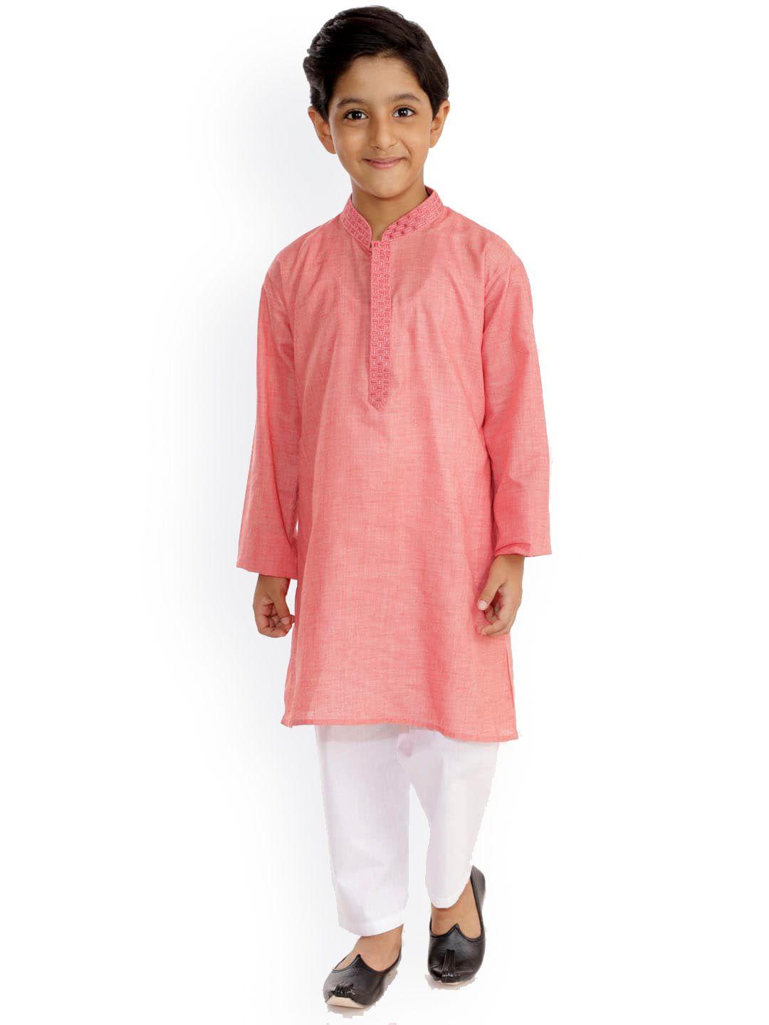 jbn creation boys peach-coloured kurta with pyjamas