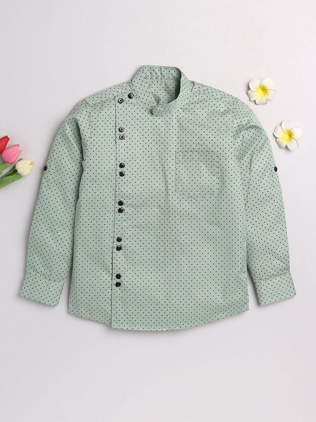 jbn creation boys sea green classic printed casual shirt