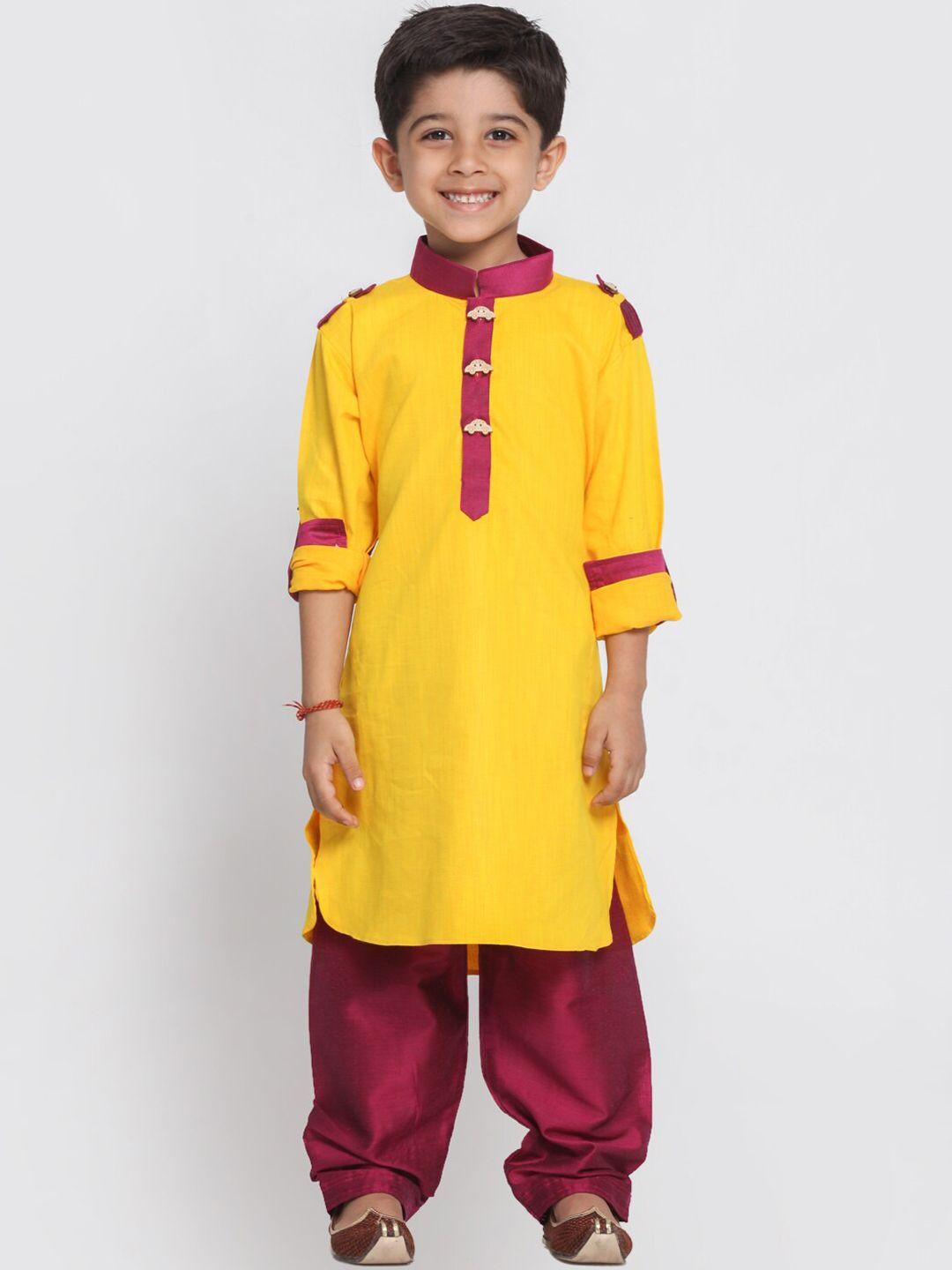 jbn creation boys yellow pure cotton kurta with salwar
