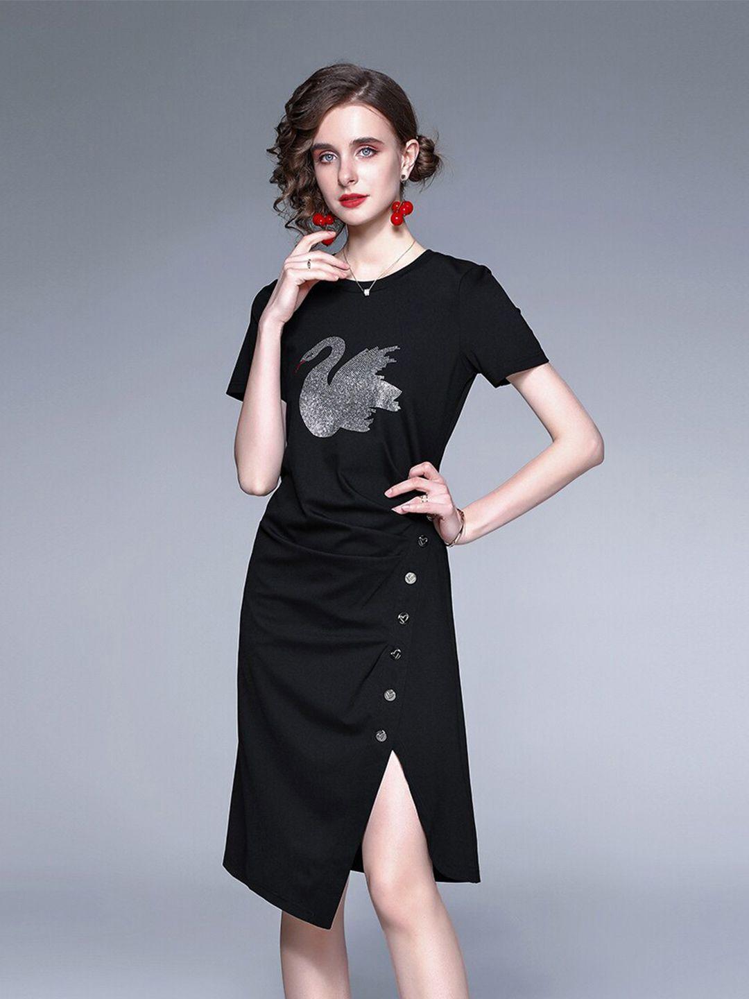 jc collection black sheath polyester dress