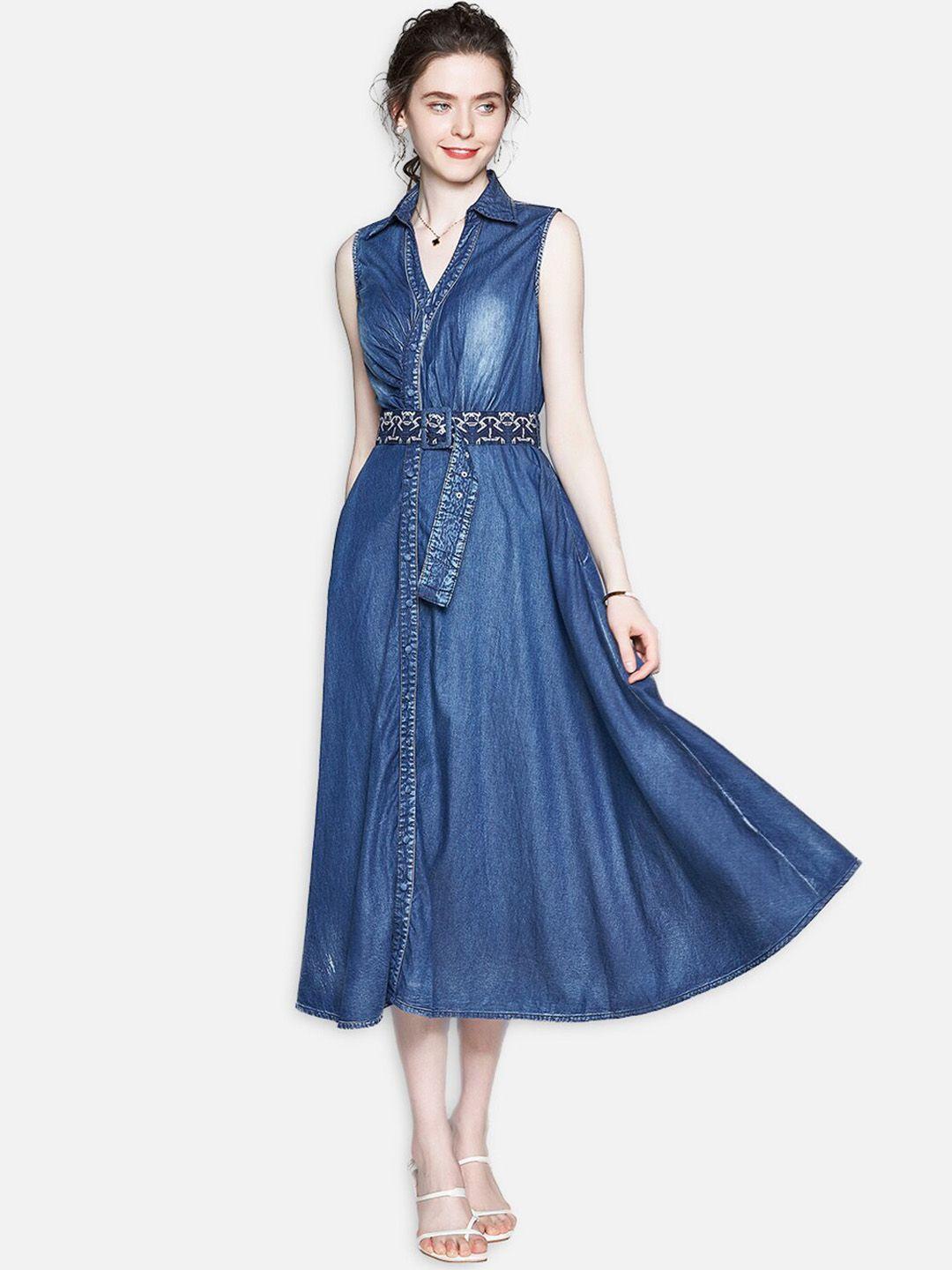 jc collection blue a-line midi dress