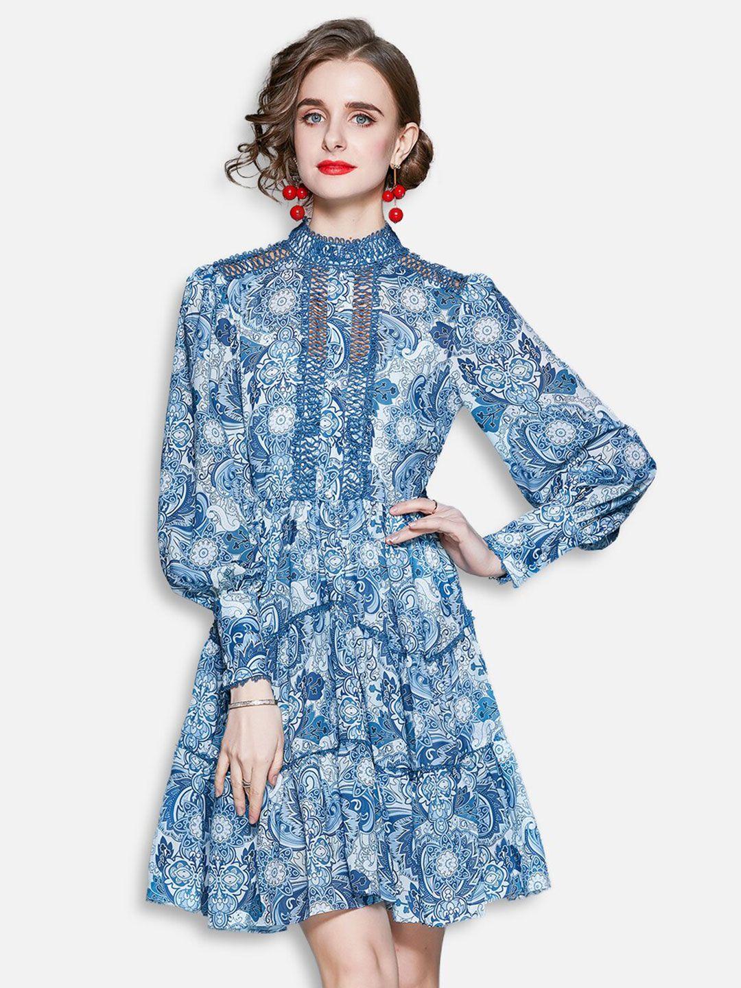 jc collection blue ethnic motifs dress